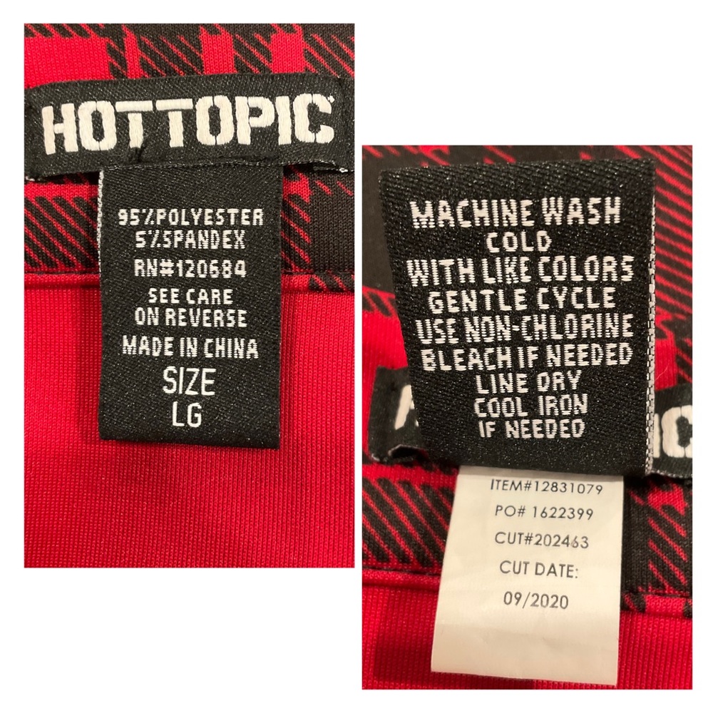 Hot Topic Red Plaid Skater Zipper Skirt Womens SZ L Witchy Vamp Goth Dystopia - Picture 9 of 9